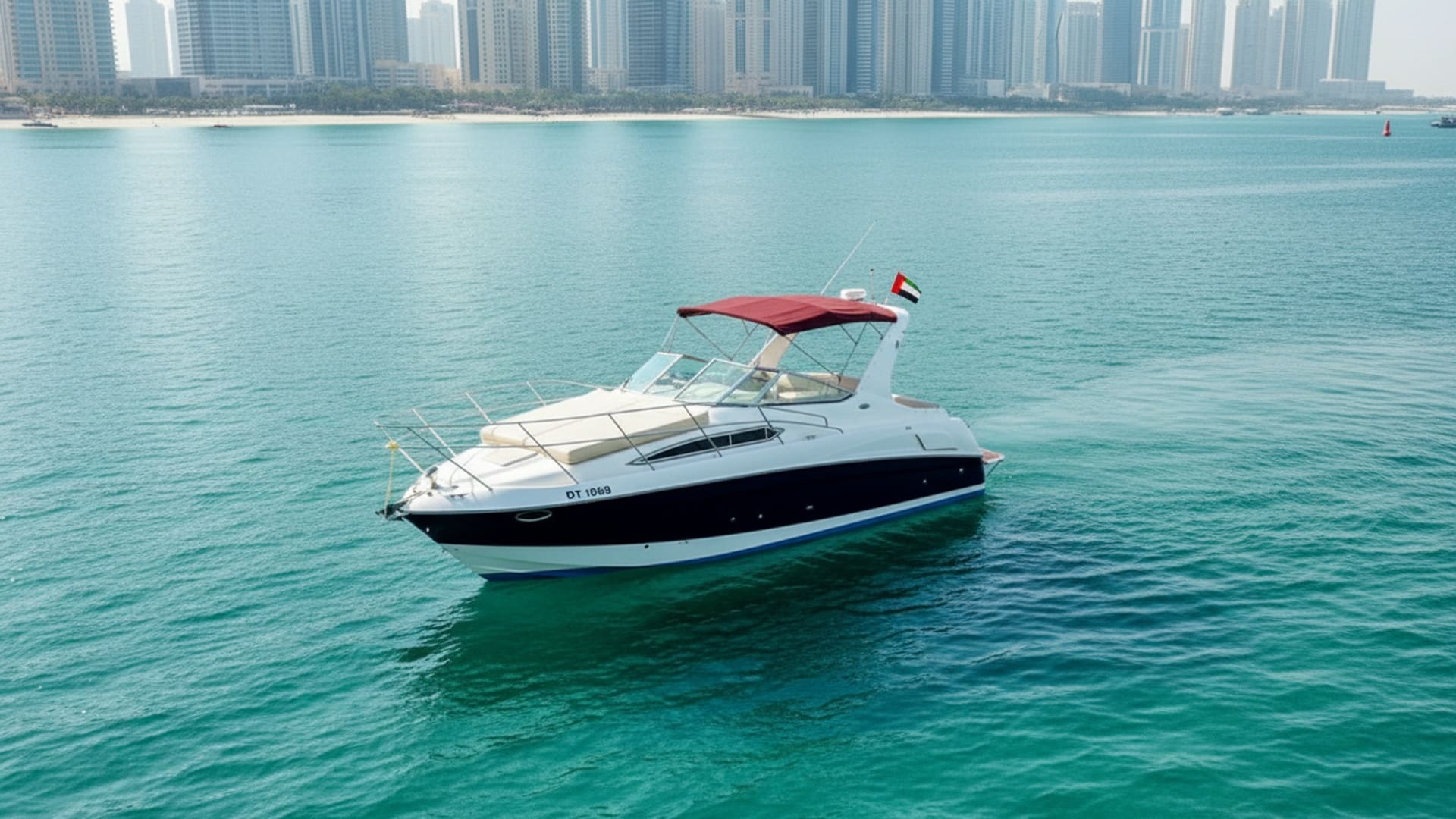 Paradise Wave 33 ft aerial view, Dubai Marina rental