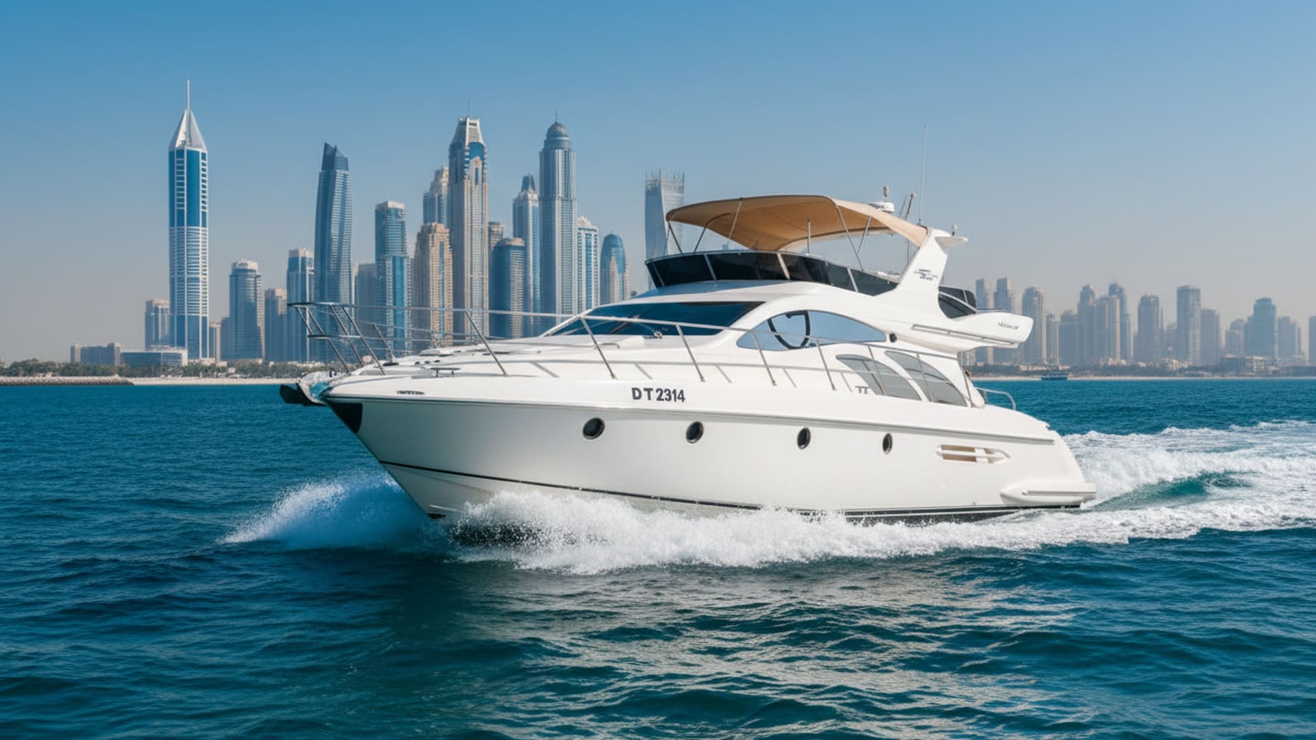 Sapphire Jewel 50 ft luxury yacht docked in Dubai Marina