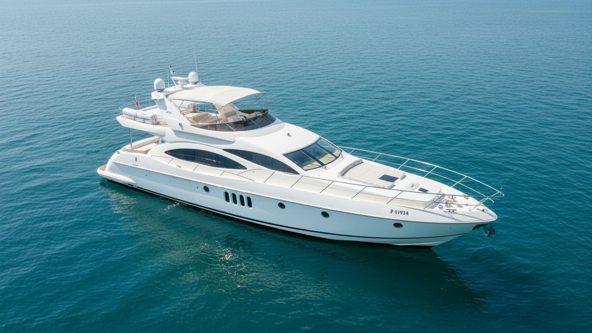Crystal Glory 68 ft yacht rental aerial view, Dubai