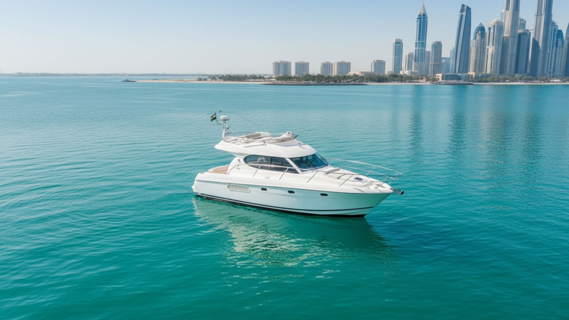 Imperial Queen 32 ft aerial view Dubai Marina charter