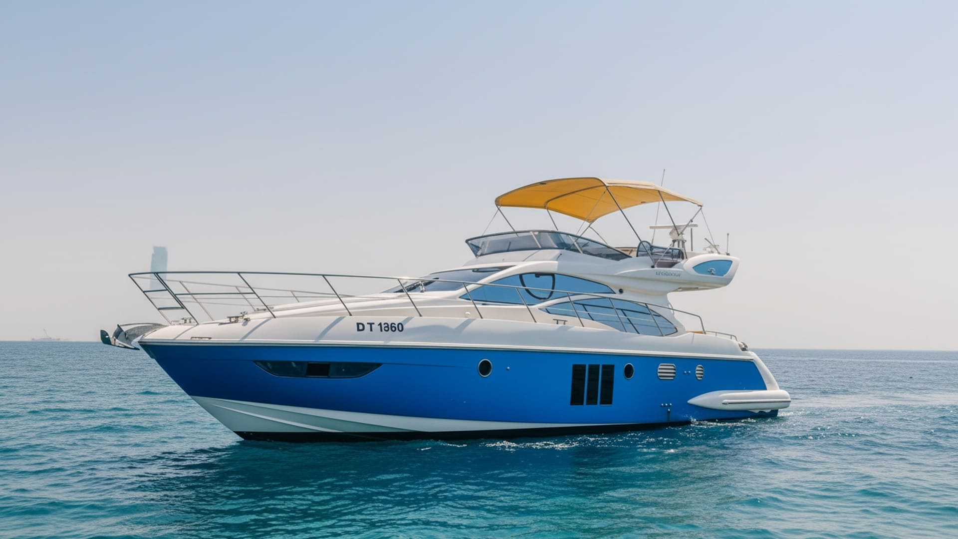 Crystal Wind 48 ft yacht exterior, premium Dubai rental