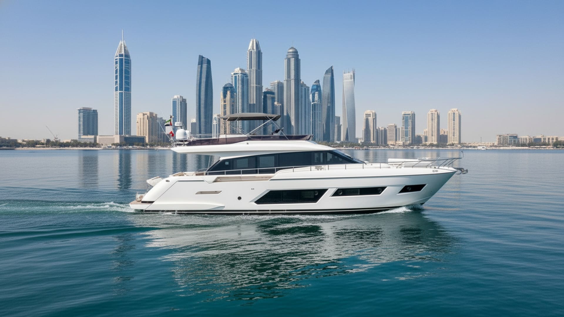 Pearl Queen 67 ft aerial view, stunning Dubai Marina